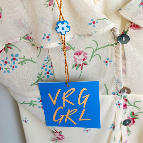 VRG GIRL - Along The Seine Floral Mini dress in Butter - Picture 4 of 8